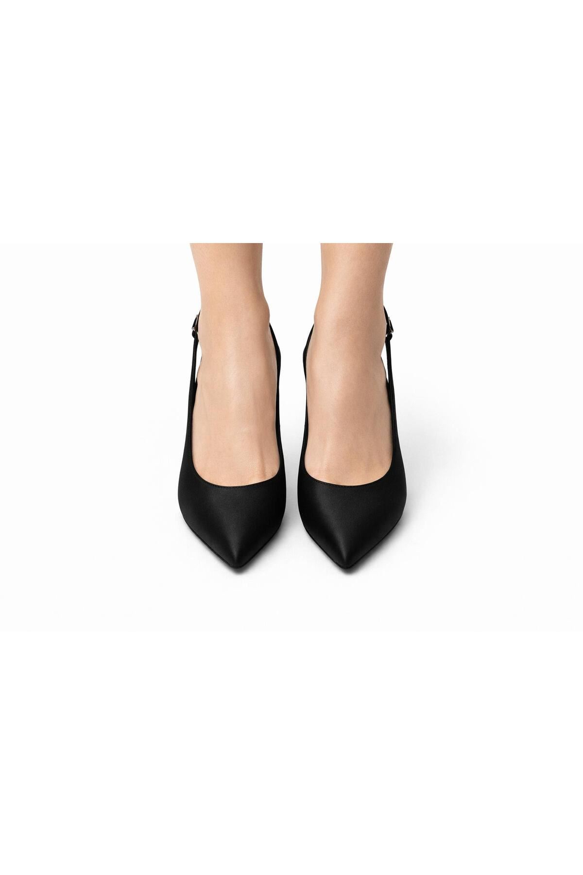 Kadın Saten Slingback Stiletto Topuklu Ayakkabı