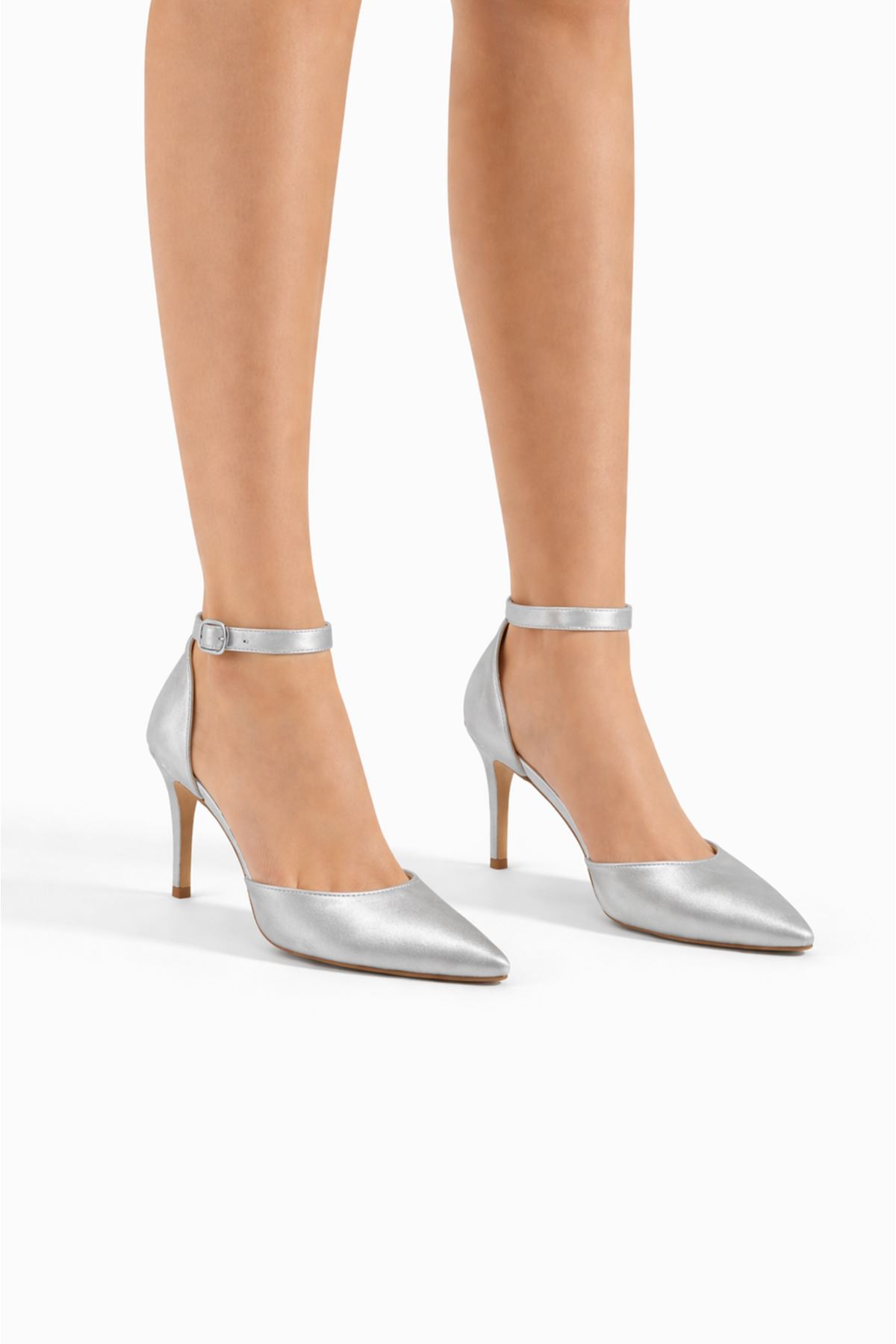 Kadın Bilekten Tokalı Sivri Burun İnce Topuk Abiye Stiletto Ayakkabı