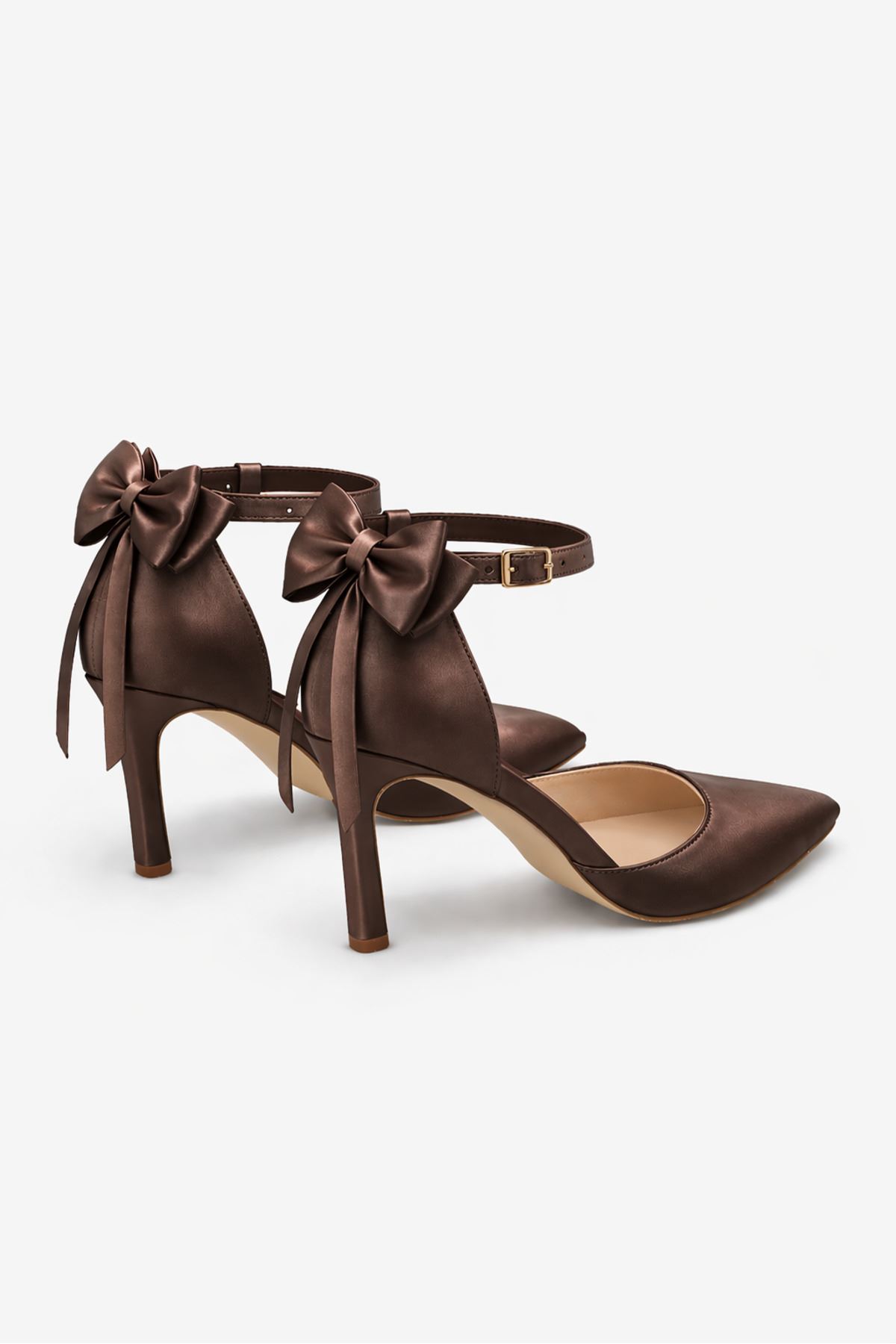 Kadın Çok Amaçlı Stiletto Topuklu Ayakkabı Sök Tak Papyon Kurdela İncili 5 Model 8 cm Sivri Burun