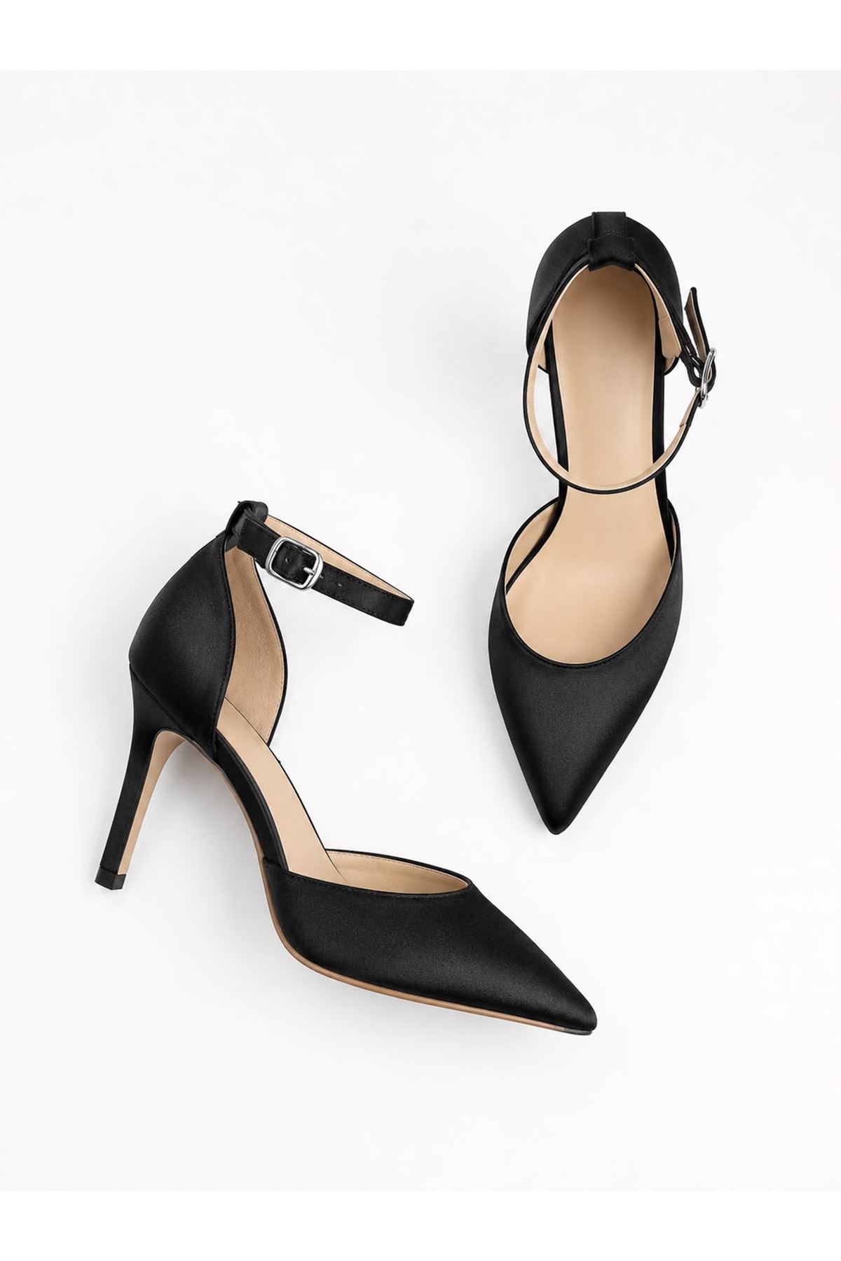 Kadın Bilekten Tokalı Sivri Burun İnce Topuk Abiye Stiletto Ayakkabı