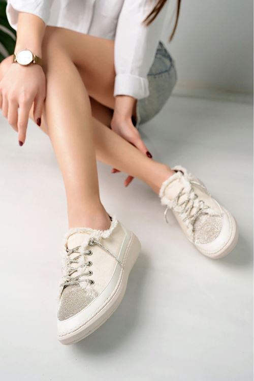 NEVA Taşlı Düz Taban Kadın Kot Sneakers