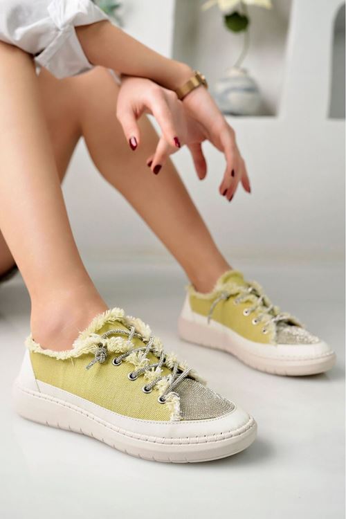 NEVA Taşlı Düz Taban Kadın Kot Sneakers