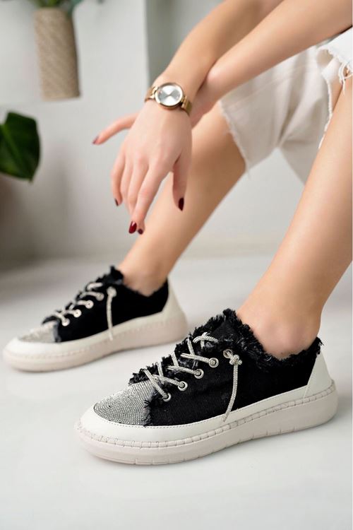 NEVA Taşlı Düz Taban Kadın Kot Sneakers