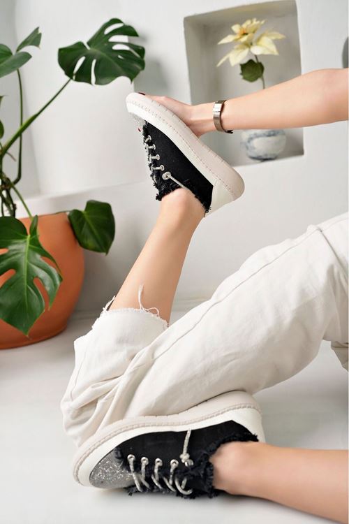 NEVA Taşlı Düz Taban Kadın Kot Sneakers