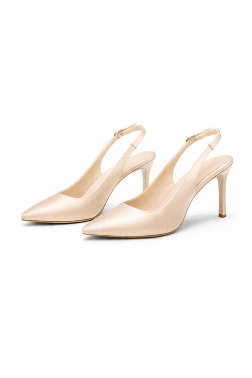 Kadın Saten Slingback Stiletto Topuklu Ayakkabı