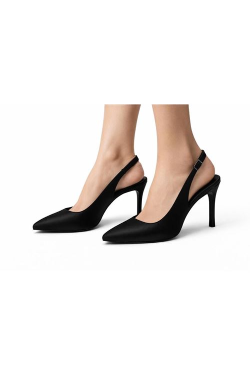 Kadın Saten Slingback Stiletto Topuklu Ayakkabı