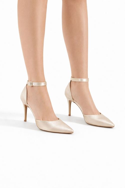 Kadın Bilekten Tokalı Sivri Burun İnce Topuk Abiye Stiletto Ayakkabı