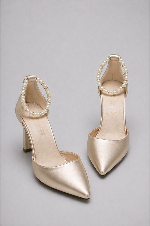 Kadın Çok Amaçlı Stiletto Topuklu Ayakkabı Sök Tak Papyon Kurdela İncili 5 Model 8 cm Sivri Burun