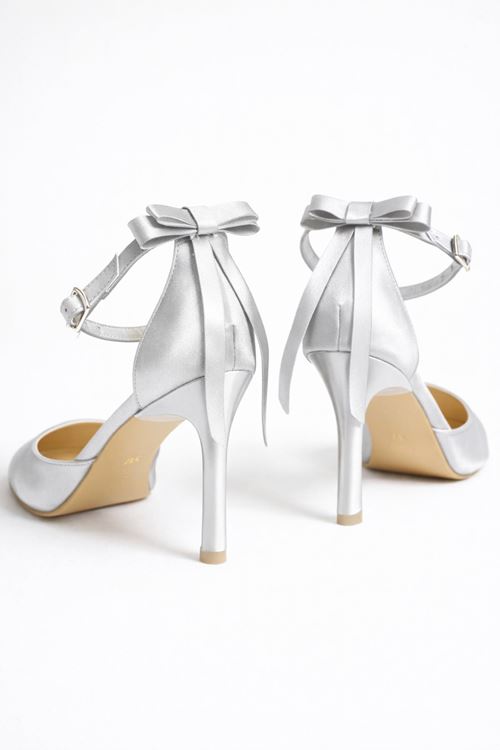 Kadın Çok Amaçlı Stiletto Topuklu Ayakkabı Sök Tak Papyon Kurdela İncili 5 Model 8 cm Sivri Burun