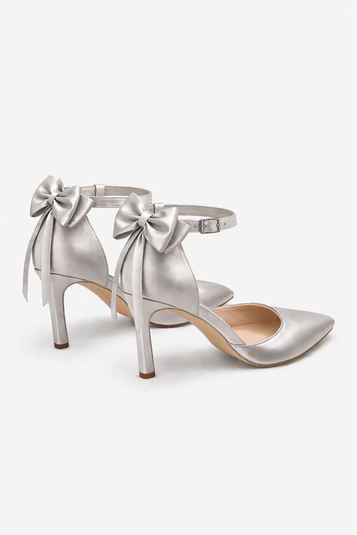 Kadın Çok Amaçlı Stiletto Topuklu Ayakkabı Sök Tak Papyon Kurdela İncili 5 Model 8 cm Sivri Burun