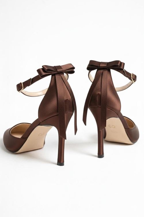 Kadın Çok Amaçlı Stiletto Topuklu Ayakkabı Sök Tak Papyon Kurdela İncili 5 Model 8 cm Sivri Burun