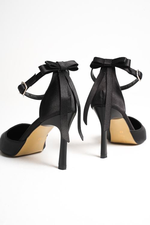 Kadın Çok Amaçlı Stiletto Topuklu Ayakkabı Sök Tak Papyon Kurdela İncili 5 Model 8 cm Sivri Burun