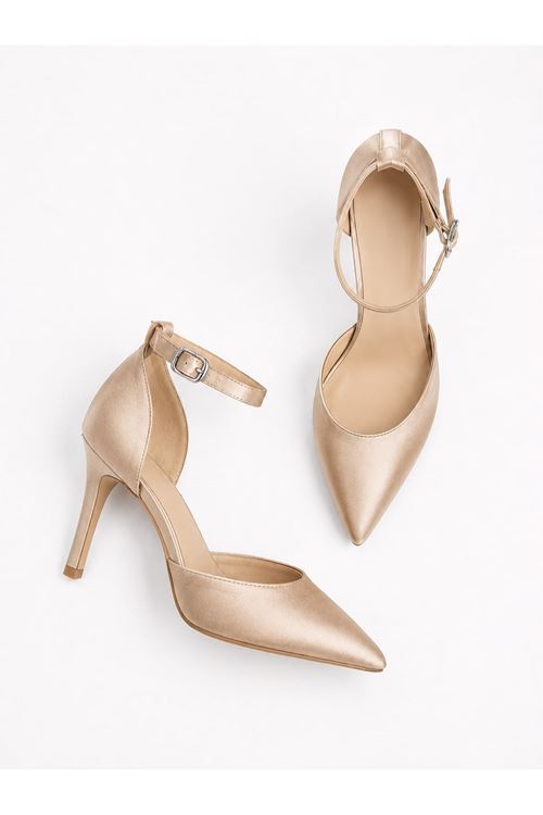 Kadın Bilekten Tokalı Sivri Burun İnce Topuk Abiye Stiletto Ayakkabı