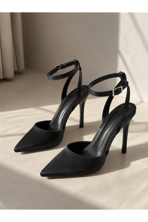 Sivri Burun İnce Topuklu Kadın Stiletto Ayakkabı Bilekten Bantlı