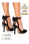 Kadın Arkası Açık Fiyonklu Stiletto Çıkarılabilir Fiyonk Detaylı İnce Topuklu Abiye Ayakkabı